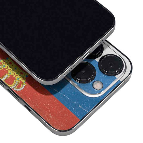 Serbia Flag Distressed iPhone 16 Pro Skin